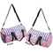 Pink & Purple Damask Duffle bag large front and back sides
