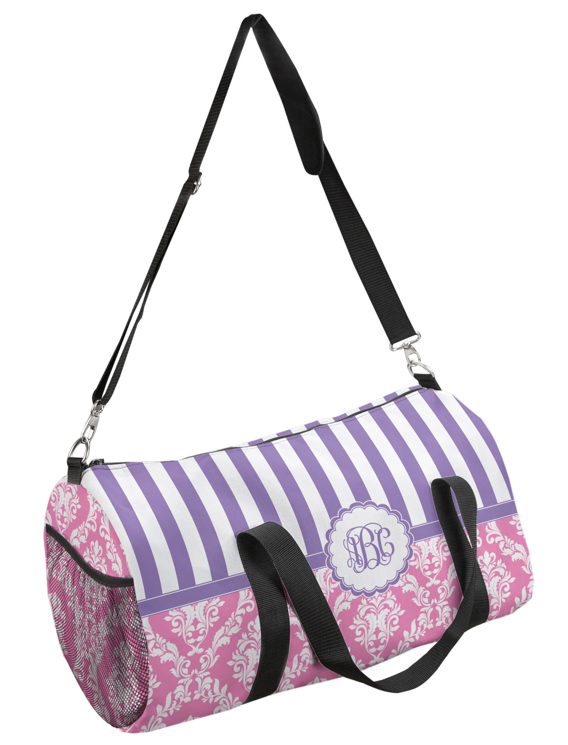 Pink & Purple Damask Duffel Bag - Large (Personalized) - YouCustomizeIt
