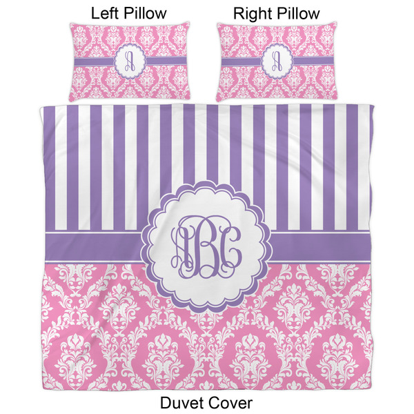 Pink & Purple Damask Duvet Cover Set - King - Approval