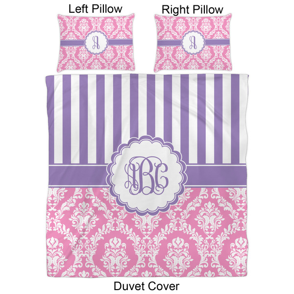 Pink & Purple Damask Duvet Cover Set - Queen - Approval