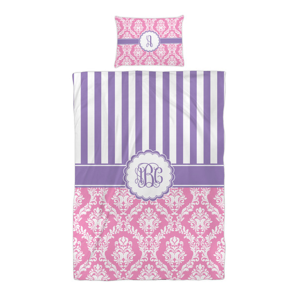 Pink & Purple Damask Duvet Cover Set - Twin XL - Alt Approval