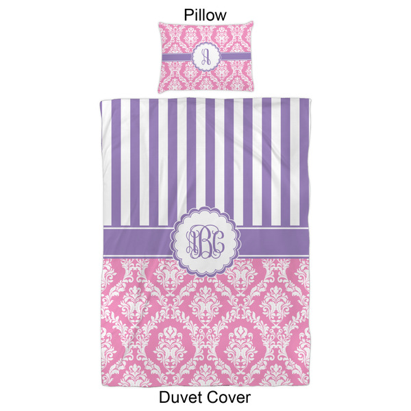 Pink & Purple Damask Duvet Cover Set - Twin XL - Approval