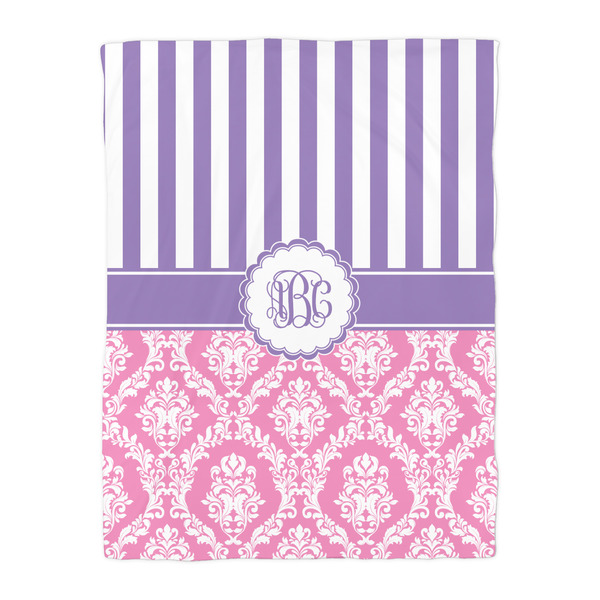 Pink & Purple Damask Duvet Cover - Twin - Front