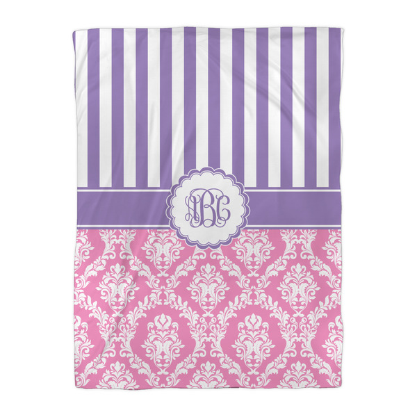 Pink & Purple Damask Duvet Cover - Twin XL - Front