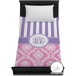 Pink & Purple Damask Duvet Cover - Twin (Personalized)