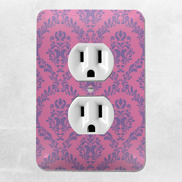 Pink & Purple Damask Electric Outlet Plate - LIFESTYLE