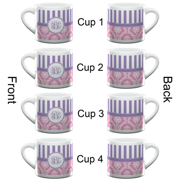 Pink & Purple Damask Espresso Cup - 6oz (Double Shot Set of 4) APPROVAL
