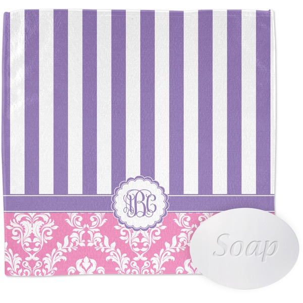 Custom Pink & Purple Damask Washcloth (Personalized)