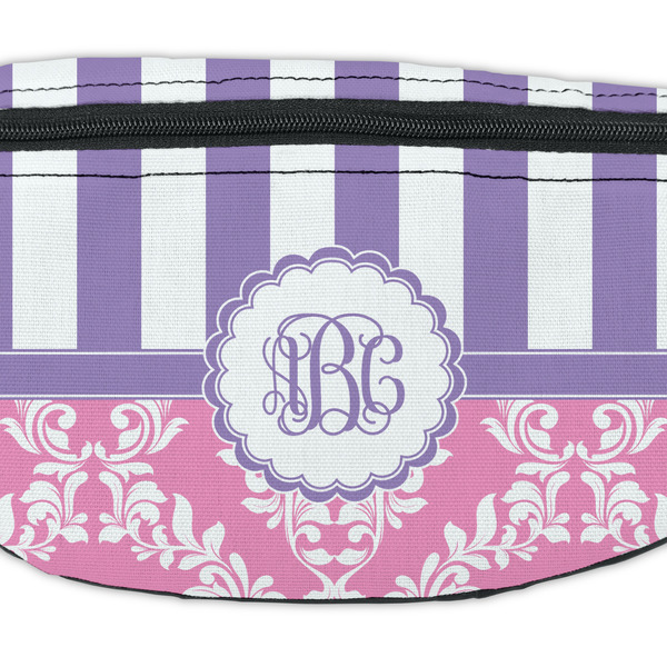 Pink & Purple Damask Fanny Pack - Closeup