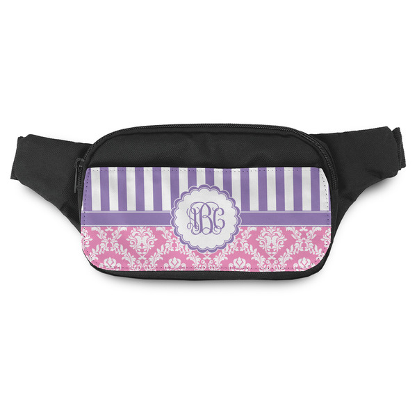Custom Pink & Purple Damask Fanny Pack - Modern Style (Personalized)