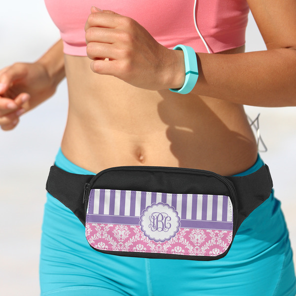 Pink & Purple Damask Fanny Packs - LIFESTYLE