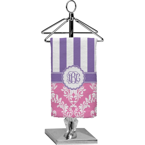 Custom Pink & Purple Damask Finger Tip Towel - Full Print (Personalized)