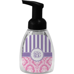 Pink & Purple Damask Foam Soap Bottle - Black (Personalized)
