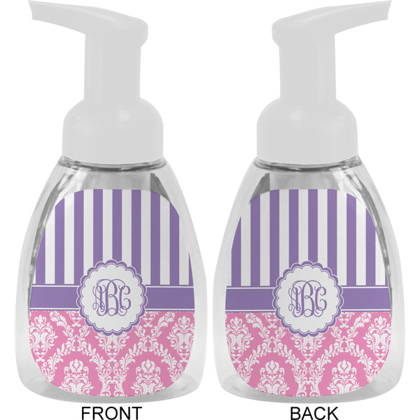 Pink & Purple Damask Foam Soap Bottle Approval - White