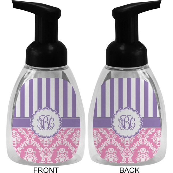 Pink & Purple Damask Foam Soap Bottle (Front & Back)