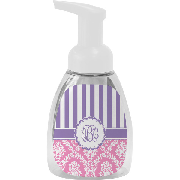 Custom Pink & Purple Damask Foam Soap Bottle (Personalized)
