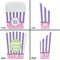 Pink & Purple Damask French Fry Favor Box - Front & Back View