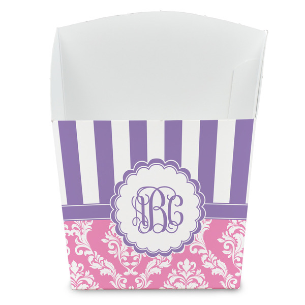 Custom Pink & Purple Damask French Fry Favor Boxes (Personalized)