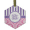Pink & Purple Damask Frosted Glass Ornament - Hexagon