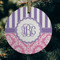Pink & Purple Damask Frosted Glass Ornament - Round (Lifestyle)