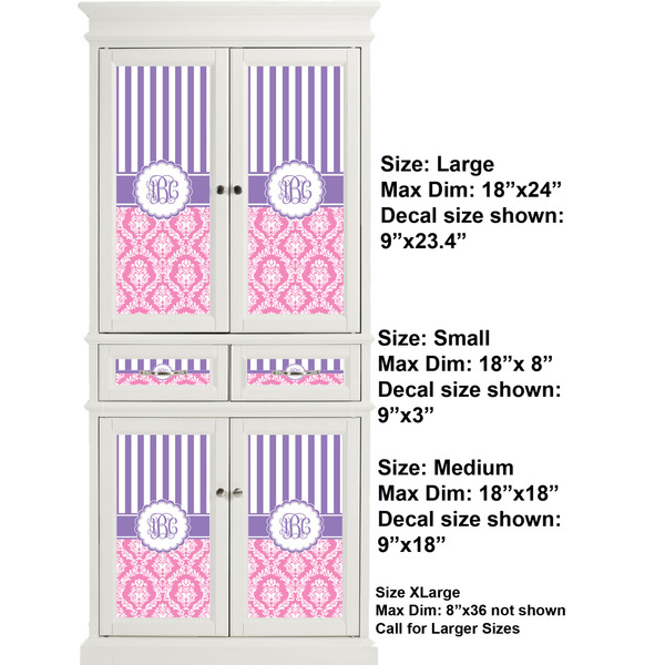 Pink & Purple Damask Full Cabinet (Show Sizes)