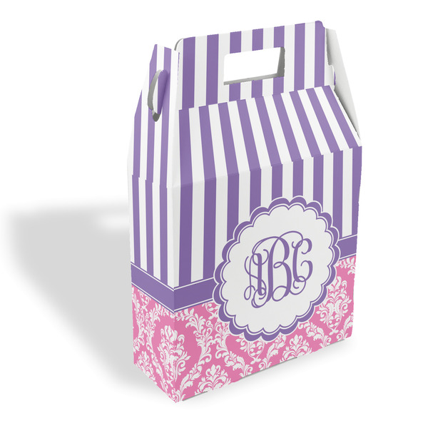 Custom Pink & Purple Damask Gable Favor Box (Personalized)