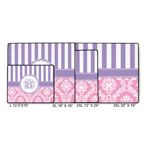 Pink & Purple Damask Gaming Mats - SIZE CHART