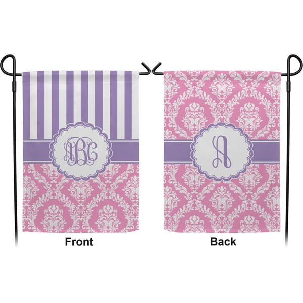 Pink & Purple Damask Garden Flag - Double Sided Front and Back