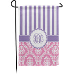 Pink & Purple Damask Small Garden Flag - Single Sided w/ Monograms