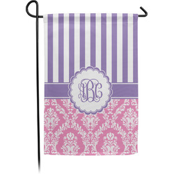 Pink & Purple Damask Garden Flag (Personalized)
