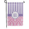 Pink & Purple Damask Small Garden Flag - Single Sided w/ Monograms