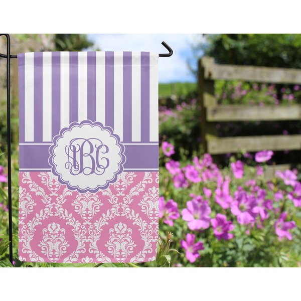 Pink & Purple Damask Garden Flag - Outside In Flowers