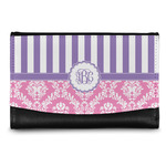 Pink & Purple Damask Genuine Leather Women's Wallet - Small (Personalized)
