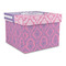 Pink & Purple Damask Gift Boxes with Lid - Canvas Wrapped - Large - Front/Main