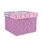 Pink & Purple Damask Gift Boxes with Lid - Canvas Wrapped - Medium - Front/Main