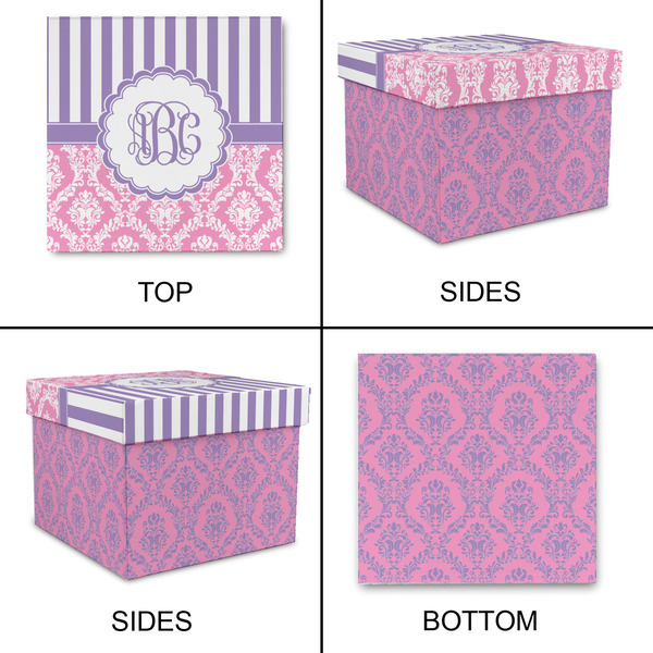 Pink & Purple Damask Gift Boxes with Lid - Canvas Wrapped - X-Large - Approval