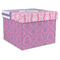 Pink & Purple Damask Gift Boxes with Lid - Canvas Wrapped - X-Large - Front/Main