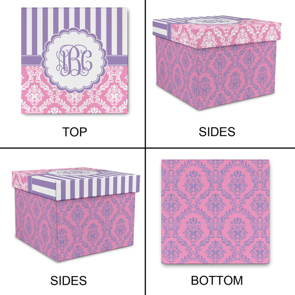 Pink & Purple Damask Gift Boxes with Lid - Canvas Wrapped - XX-Large - Approval