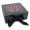 Pink & Purple Damask Gift Boxes with Magnetic Lid - Black - Front (angle)