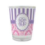 Pink & Purple Damask Glass Shot Glass - 1.5 oz - Set of 4 (Personalized)