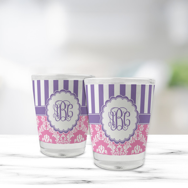 Pink & Purple Damask Glass Shot Glass - Standard - LIFESTYLE