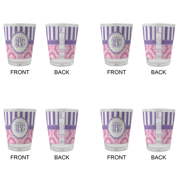 Pink & Purple Damask Glass Shot Glass - Standard - Set of 4 - APPROVAL