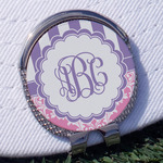 Pink & Purple Damask Golf Ball Marker - Hat Clip