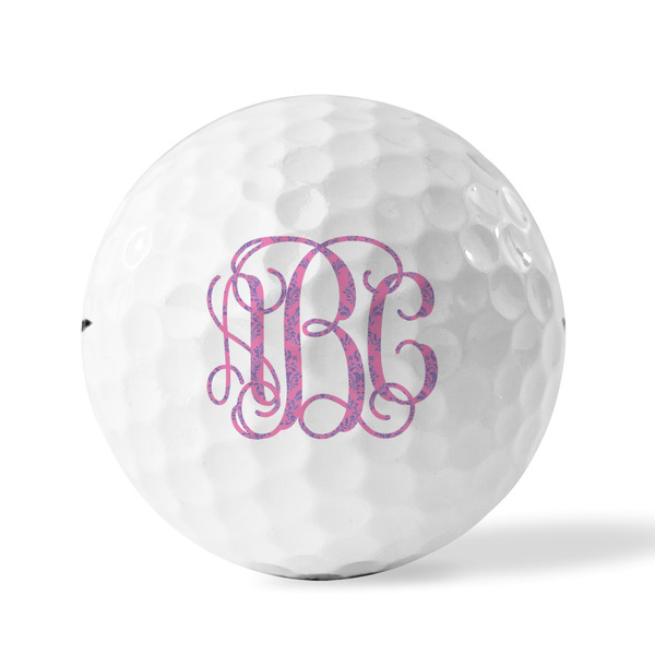 Pink & Purple Damask Golf Balls - Titleist - Set of 3 - FRONT