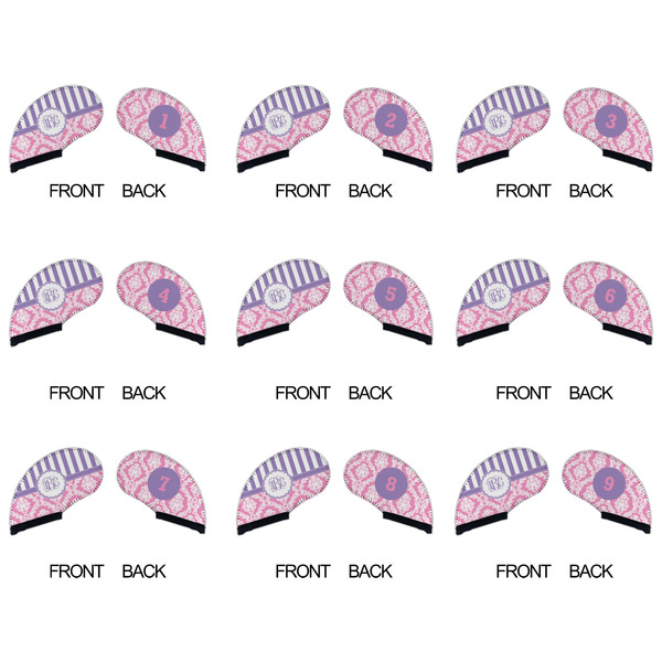Pink & Purple Damask Golf Club Covers - APPROVAL (set of 9)