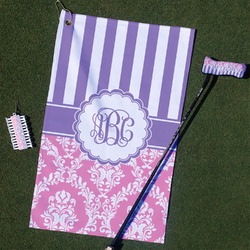 Pink & Purple Damask Golf Towel Gift Set (Personalized)