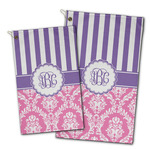 Pink & Purple Damask Golf Towel - Poly-Cotton Blend w/ Monograms