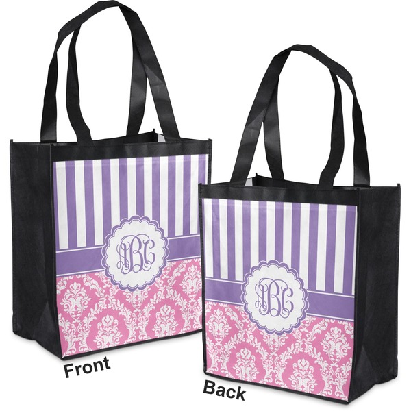 Pink & Purple Damask Grocery Bag - Apvl