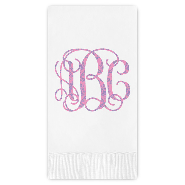 Custom Pink & Purple Damask Guest Paper Towels - Full Color (Personalized)