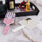 Pink & Purple Damask Hair Brush - With Hand Mirror